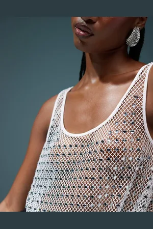 ASOS Fishnet hotfix detail vest top in