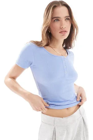 Pieces® Ribbed top with poppers in hydrangea