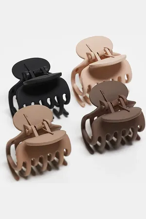 DesignB London Pack of 4 hair claws in neutrals