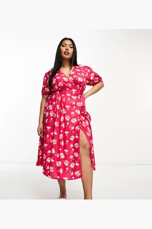 Influence Wrap front midi dress in and white floral print