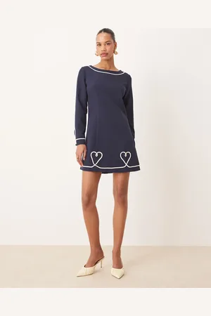 Sister Jane Embroidered hearts mini dress in navy