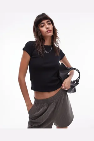 Topshop Lace pointelle longline tee in