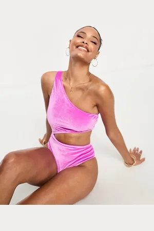 Speedo Flu3nte velour cutout asymmetrical swimsuit in