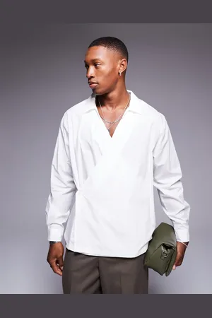 ASOS Long sleeve wrap shirt in