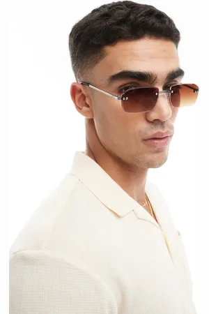 ASOS Slim rimless sunglasses with brown gradient lens in