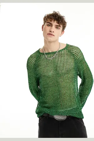 COLLUSION Open stitch twisted yarn jumper in black and