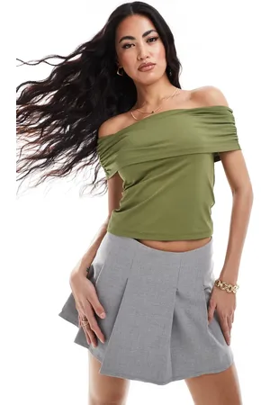 ASOS One shoulder slinky top in khaki