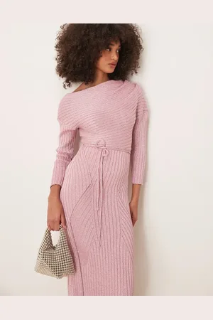 Never Fully Dressed Off shoulder knitted maxi dress in baby