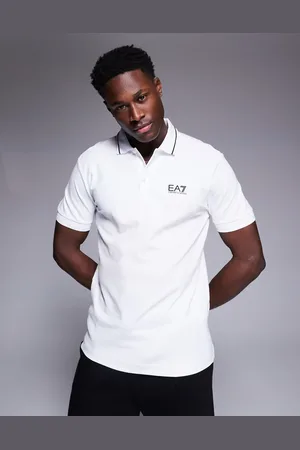 EA7 Armani short sleeve tipped logo polo shirt in
