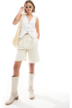 ASOS Linen look v neck longline waistcoat in ivory
