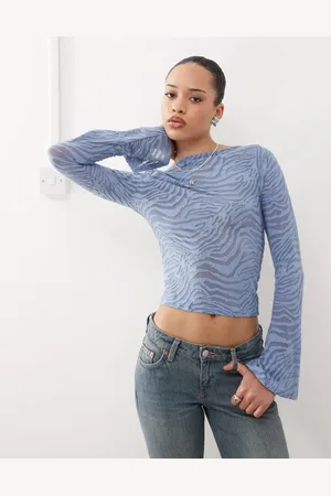 Reclaimed Zebra burnout flare sleeve top in