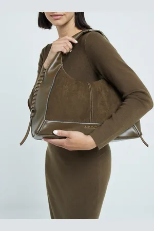 River Island Whipstitch slouch bag in khaki