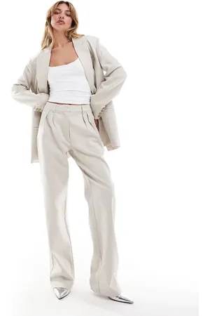 Pretty Lavish Tailored wide leg trouser co-ord in chalk