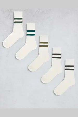 ASOS 5 packs stripe socks in ecru