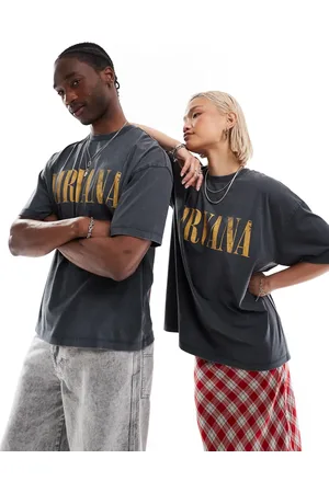 ASOS Unisex oversized license band t-shirt with Nirvana prints in washed