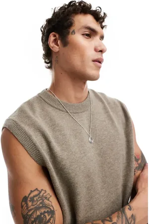 Weekday Isak knitted vest in beige melange