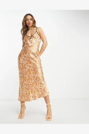 Never Fully Dressed Satin slip dress in paisley print