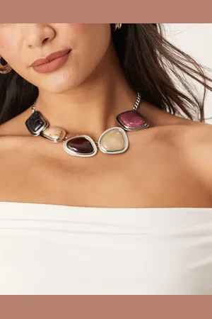 ASOS Limited Edition necklace with faux semi precious stone detail in tone