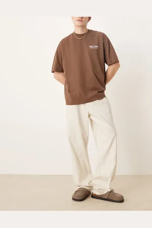 ASOS Smart wide leg linen blend trousers with front pleat in
