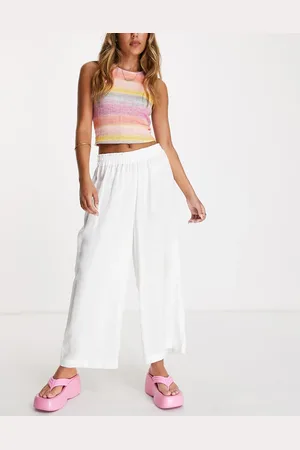 ONLY High waisted linen blend trouser in