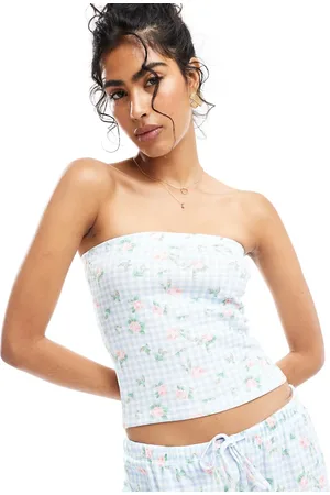 ASOS Bandeau co-ord in floral gingham print