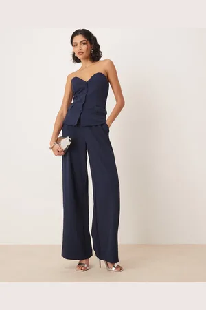 VILA Structured jersey wide leg trouser co-ord in