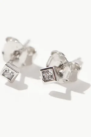 Kingsley Ryan 3mm gemset square stud earrings in sterling