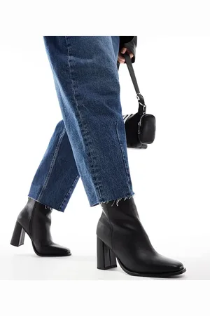 London Rebel London Rebel Maddie wide fit block heel ankle boots in