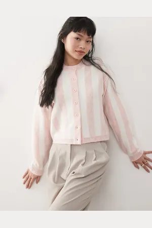 Miss Selfridge Knitted cardigan in pink stripe