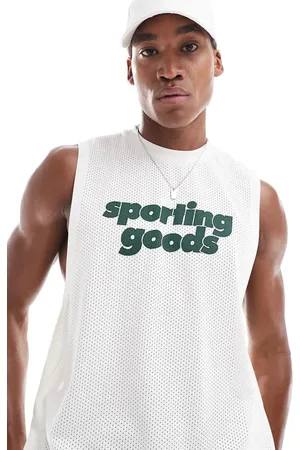 ASOS Relaxed tank vest in off with text chest print