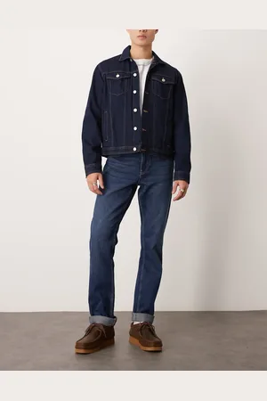 New Look Straight fit jeans with upturned hem in indigo blue
