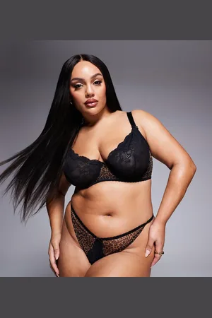 ASOS ASOS DESIGN Curve Naomi underwired bra in lace and leopard print