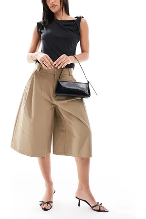Bershka Longline tailored jorts in camel