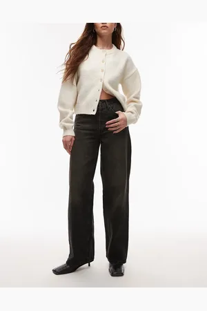 Topshop Mid rise loose fit straight jean in vintage washed