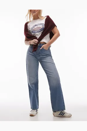 Topshop Hourglass mid rise loose fit straight jeans in mid