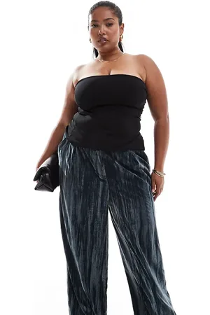 ASOS ASOS DESIGN Curve tailored crinkle velvet trouser in
