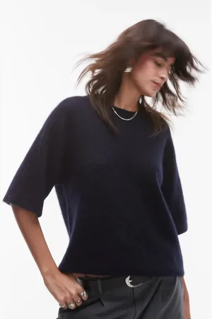 ARKET Alpaca and wool blend short sleeve sweater in dark