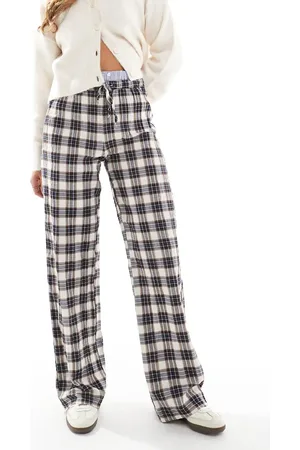 Pull&Bear Straight leg trousers with boxer waistband in check
