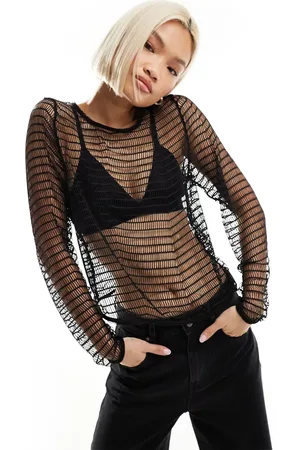 Noisy May Long sleeve mesh top in
