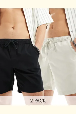 ASOS 2 pack slim chino shorts in black and stone save