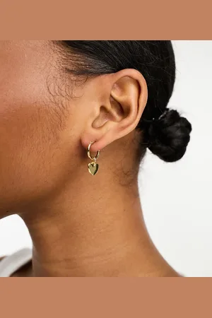 Pieces® 18k plated hoop earrings with heart drop in