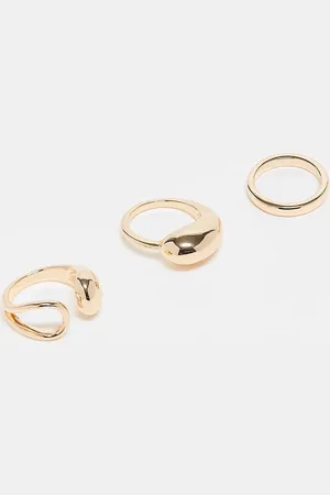 ASOS ASOS DESIGN Curve pack of 3 simple wrap around rings in tone