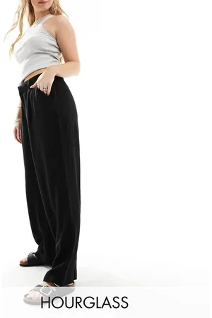 ASOS Hourglass relaxed straight leg trousers with linen in