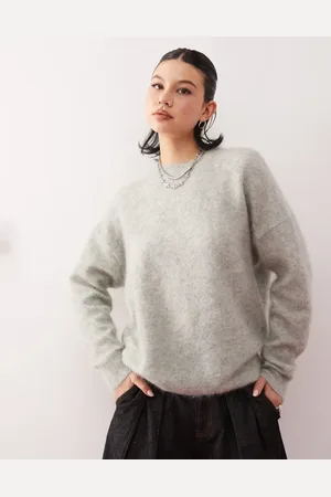 Weekday Eneka premium mohair & wool blend jumper in sage melange