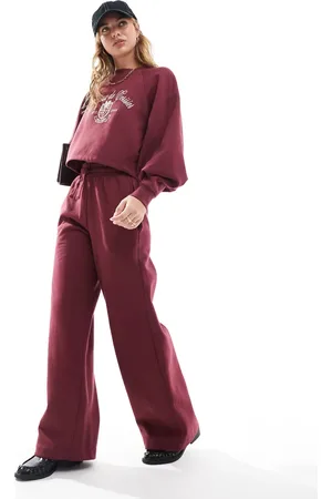Miss Selfridge Wide leg jogger co-ord in burgundy