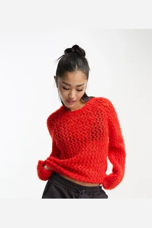 COLLUSION Knitted fluffy textured jumper in bright