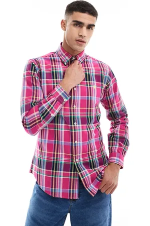 Ralph Lauren Icon logo check oxford shirt in pink/