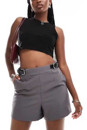 ASOS Double belt tailored short in charcoal