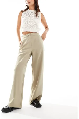 ASOS Tailored relaxed straight leg trousers in stone