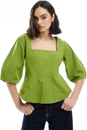 ASOS Square neck seam detail corset top in olive